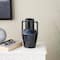 11" Dark Blue Ceramic Ombre Textured Vase with Rectangular Handles